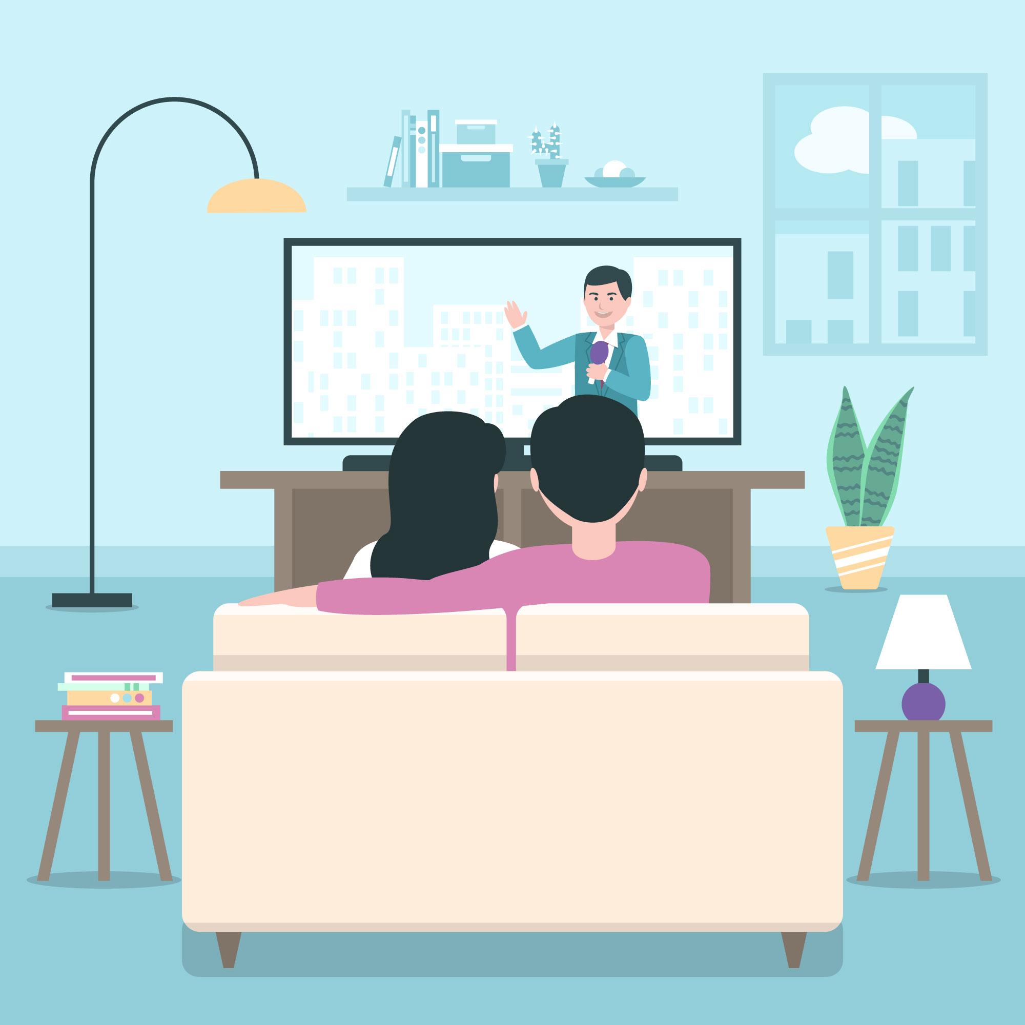 Family watching IPTV